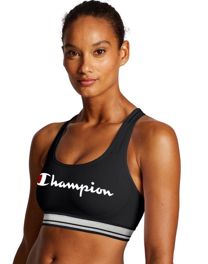 Champion The Absolute Workout Script Logo Kadın Sporcu Sütyeni Siyah ( UYTCQM625 )